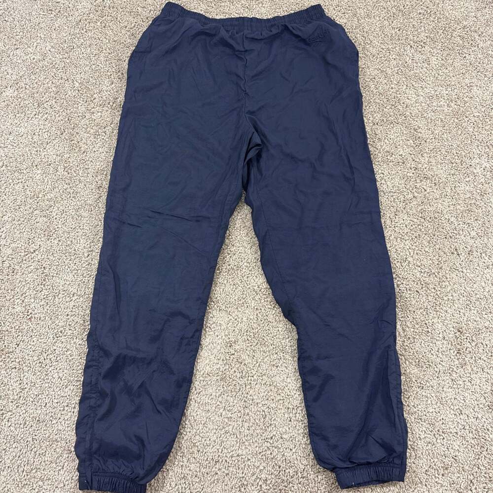 Vintage 90s Reebok Navy Blue Nylon Windbreaker Track Pants Lined Mens Size M EUC